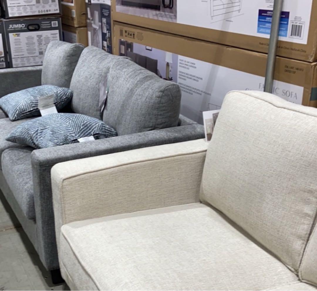 グレー 3人掛け ファブリックソファ