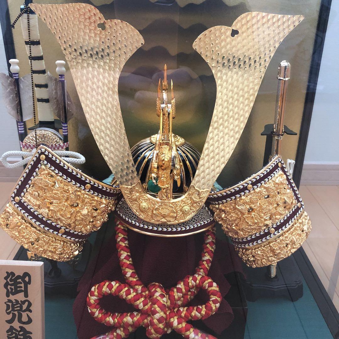 美品　五月人形　兜　高輝　中鍬　18 アクリルケース