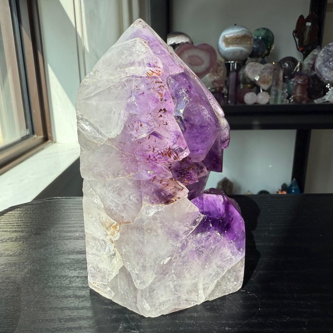 天然石アメジストのポイント　置物　NO.090409