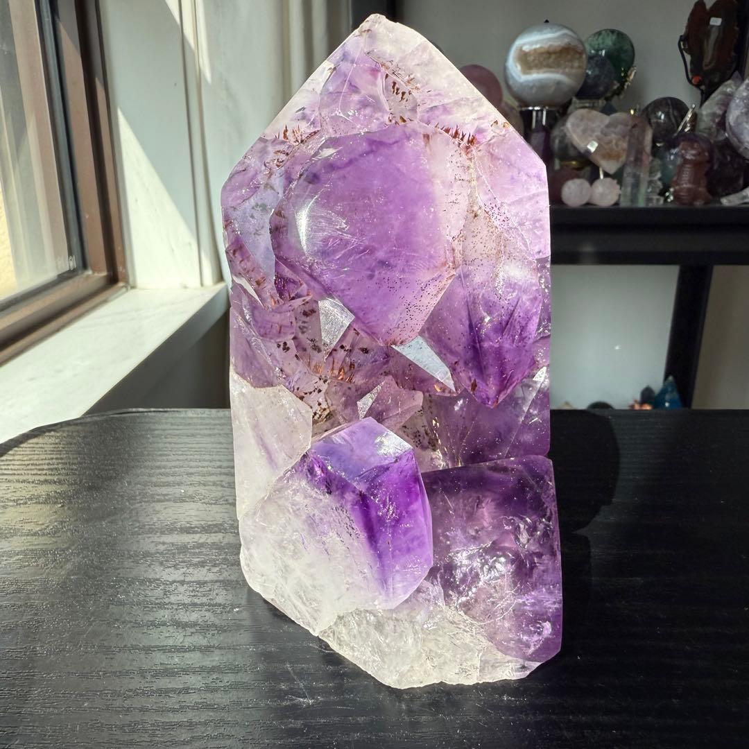 天然石アメジストのポイント　置物　NO.090409