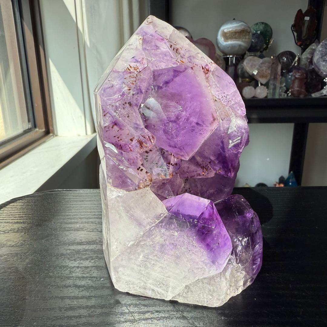 天然石アメジストのポイント　置物　NO.090409