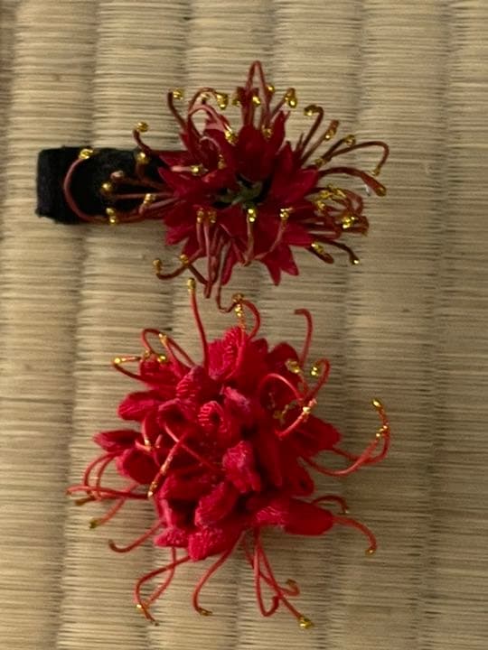 つまみ細工彼岸花ニューバージョン　ドール用　髪飾り　かんざしオーダーページ