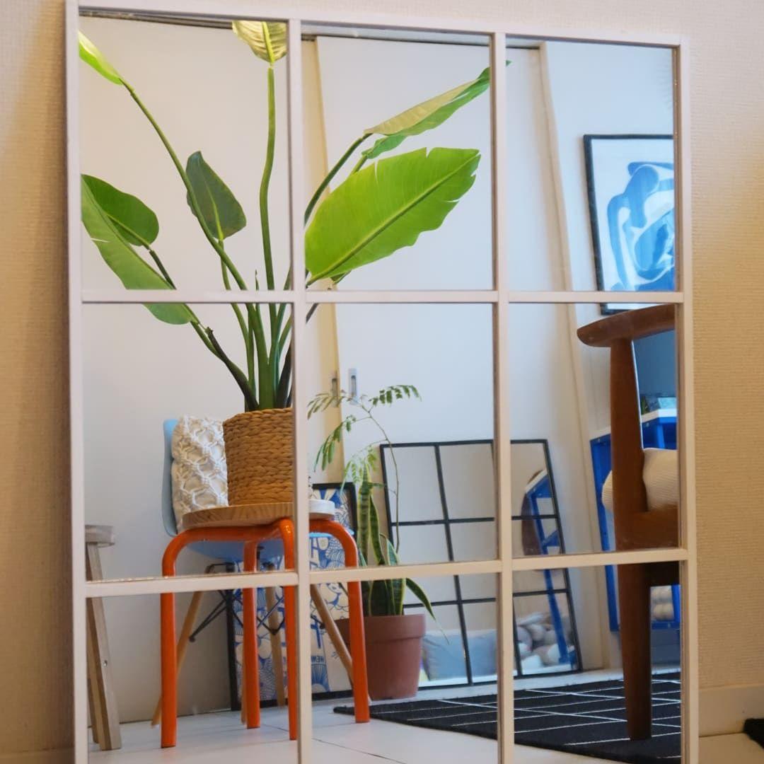 格子ミラー　海外風　大型ミラー　姿見　壁掛け　店舗