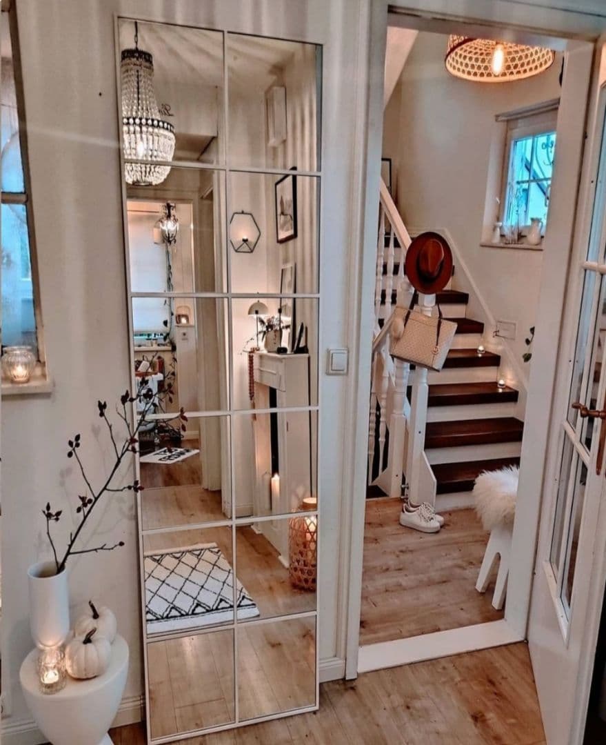 格子ミラー　海外風　大型ミラー　姿見　壁掛け　店舗