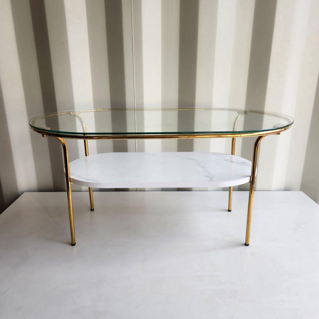 francfranc レガートコーヒーテーブル ゴールド×マーブル S