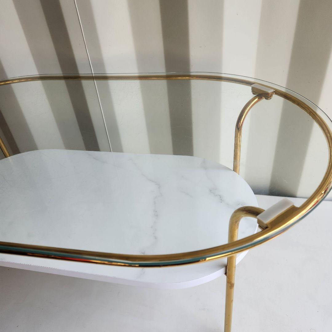 francfranc レガートコーヒーテーブル ゴールド×マーブル S