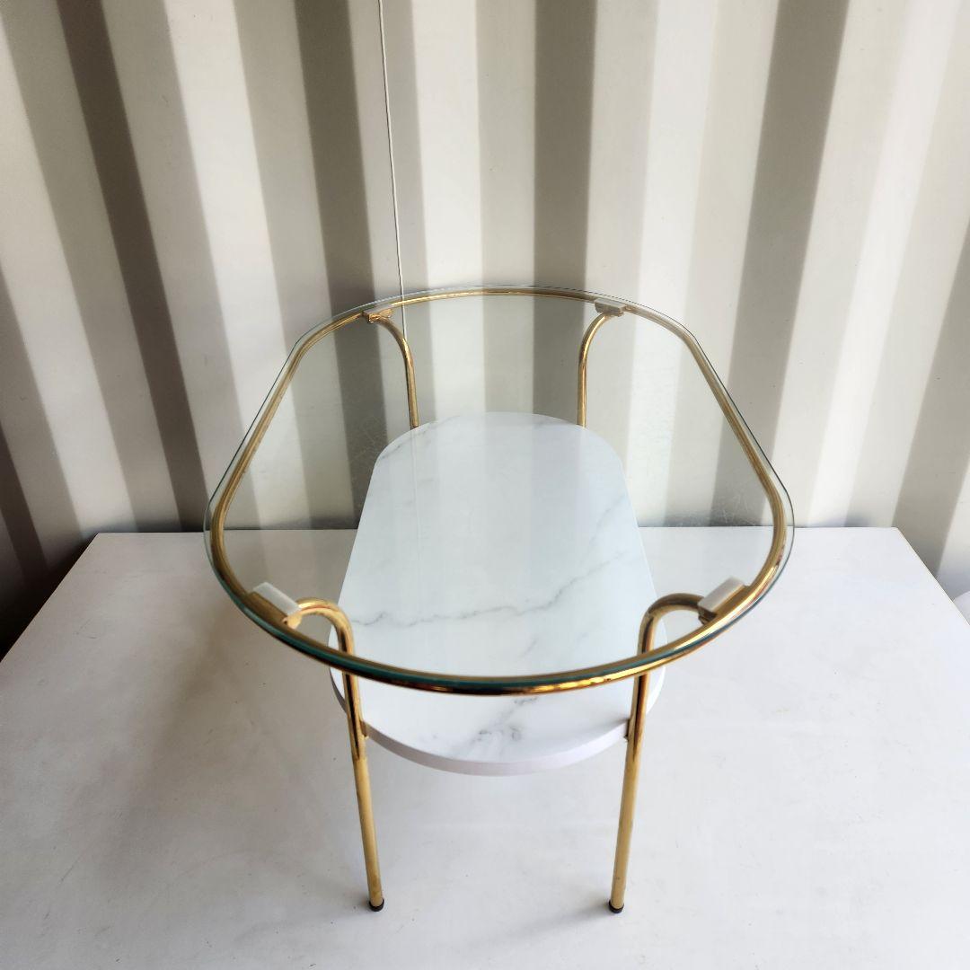 francfranc レガートコーヒーテーブル ゴールド×マーブル S