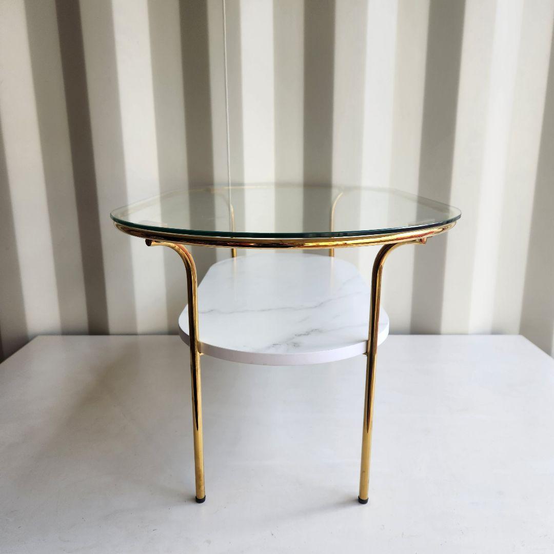 francfranc レガートコーヒーテーブル ゴールド×マーブル S