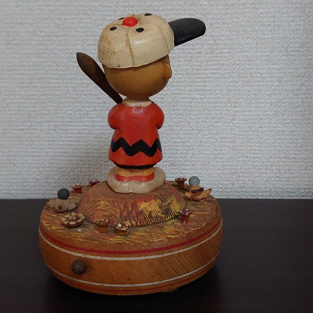 アンリANRI チャーリー・ブラウン野球木彫りオルゴール