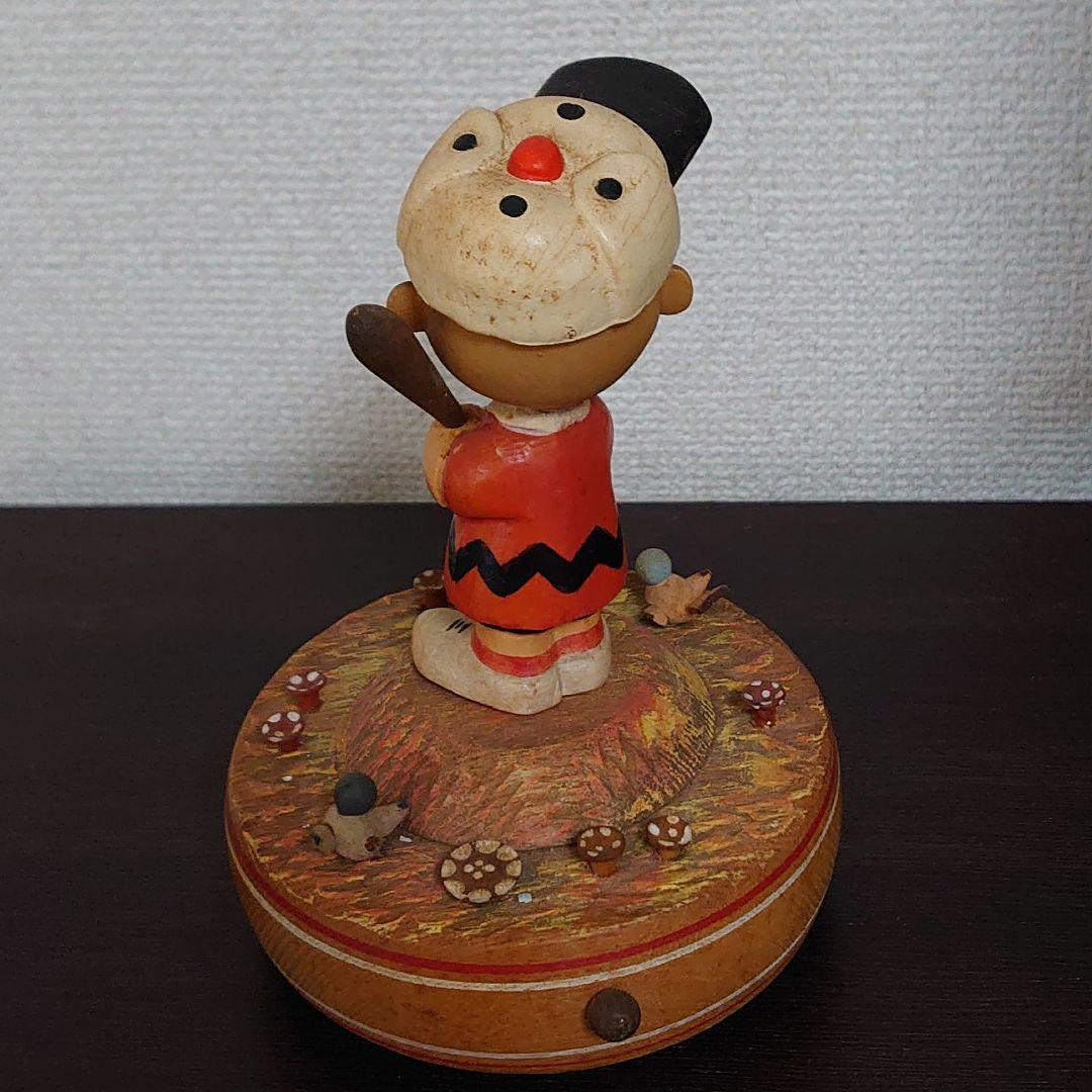 アンリANRI チャーリー・ブラウン野球木彫りオルゴール