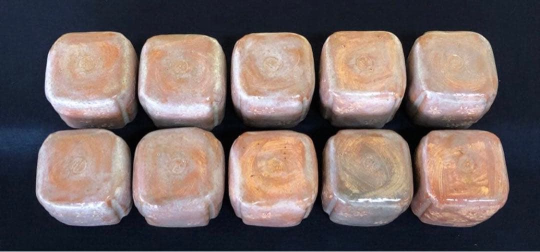 《R》懐石 赤楽 紅葉 小鉢10客 在銘 向付 木箱　260105か4