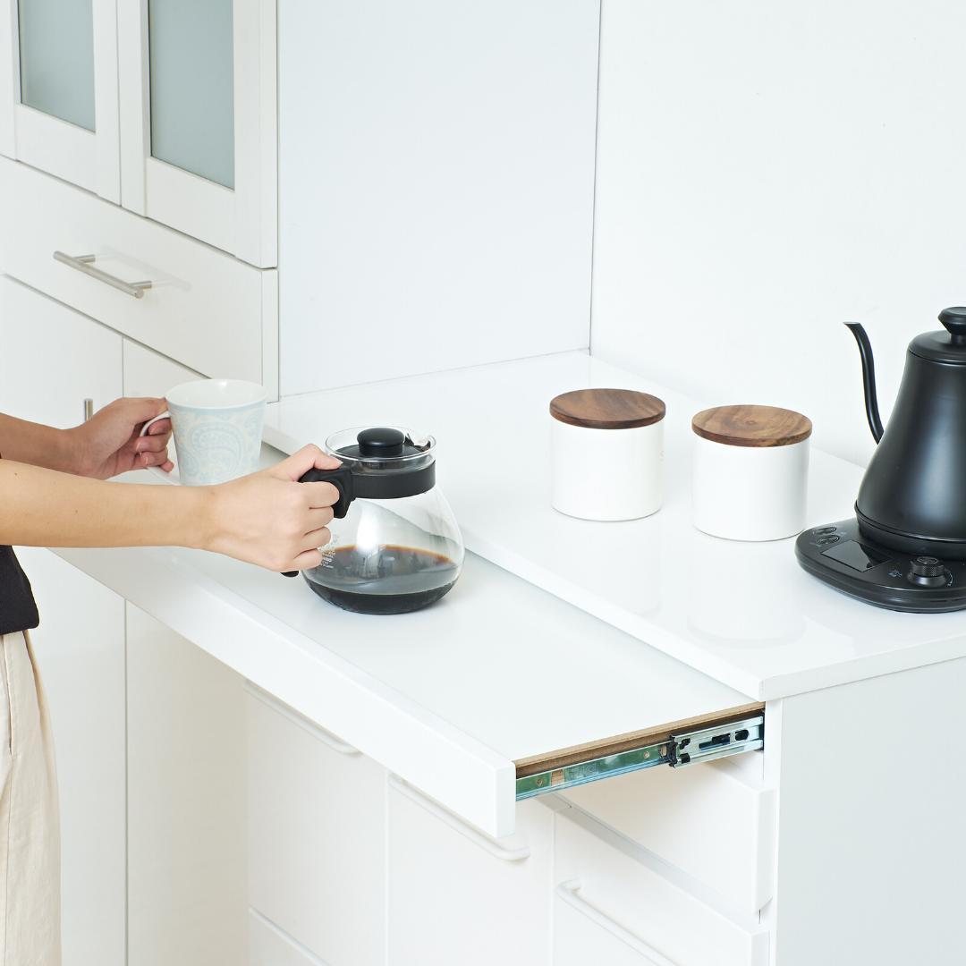 スライド棚付き　ダストボックス2D　カウンター　収納棚　衛生的　ゴミ箱