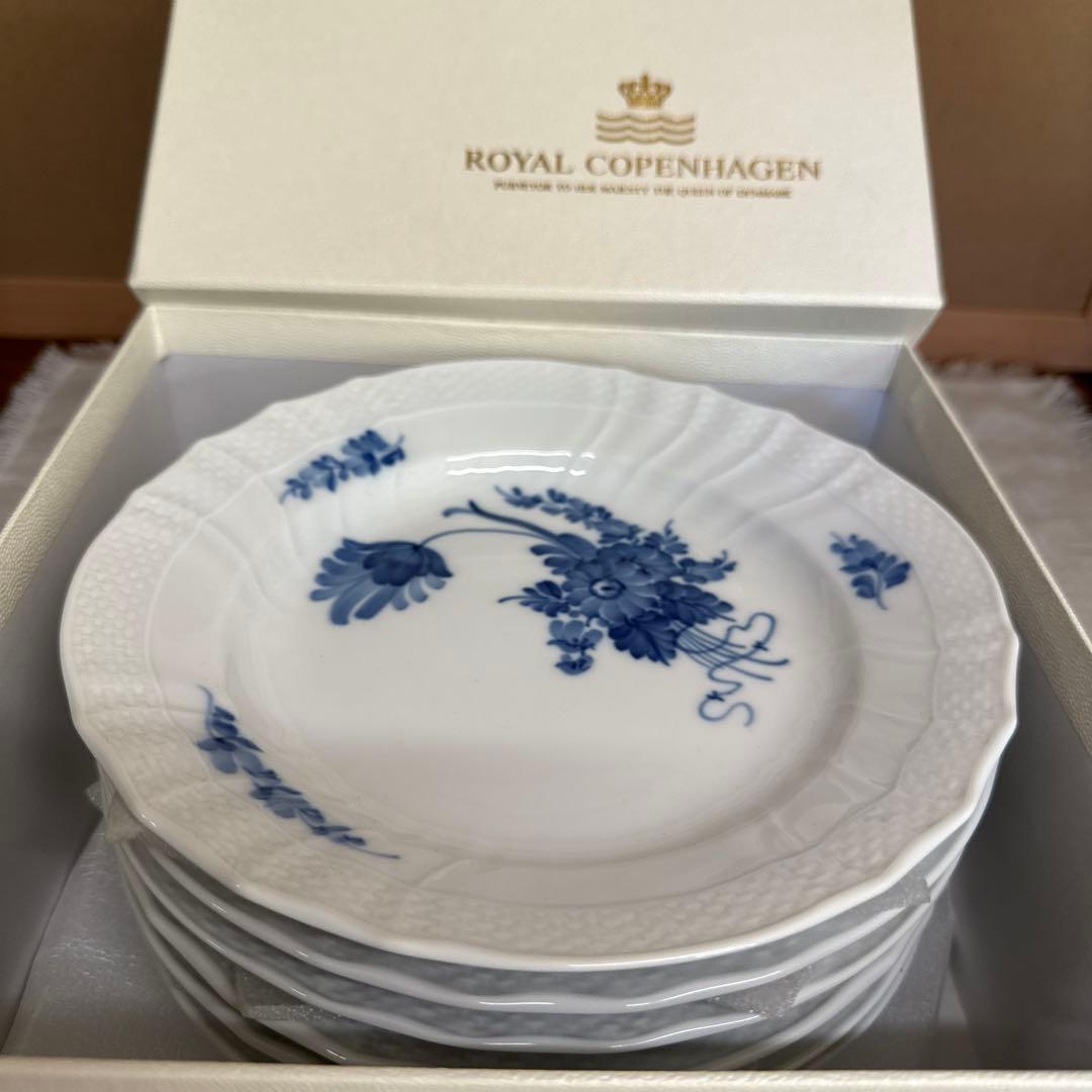 未使用　ロイヤルコペンハーゲン　ブルーフラワー　カープ　中深皿　６枚