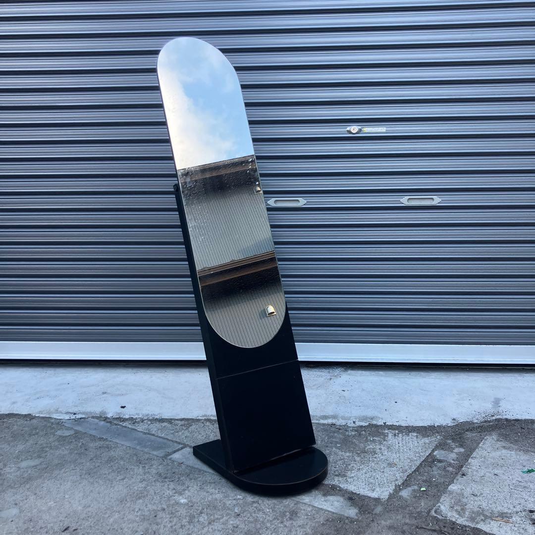 北欧レトロ 資生堂 木製フレーム 大型オーバルミラー 姿見 全身鏡