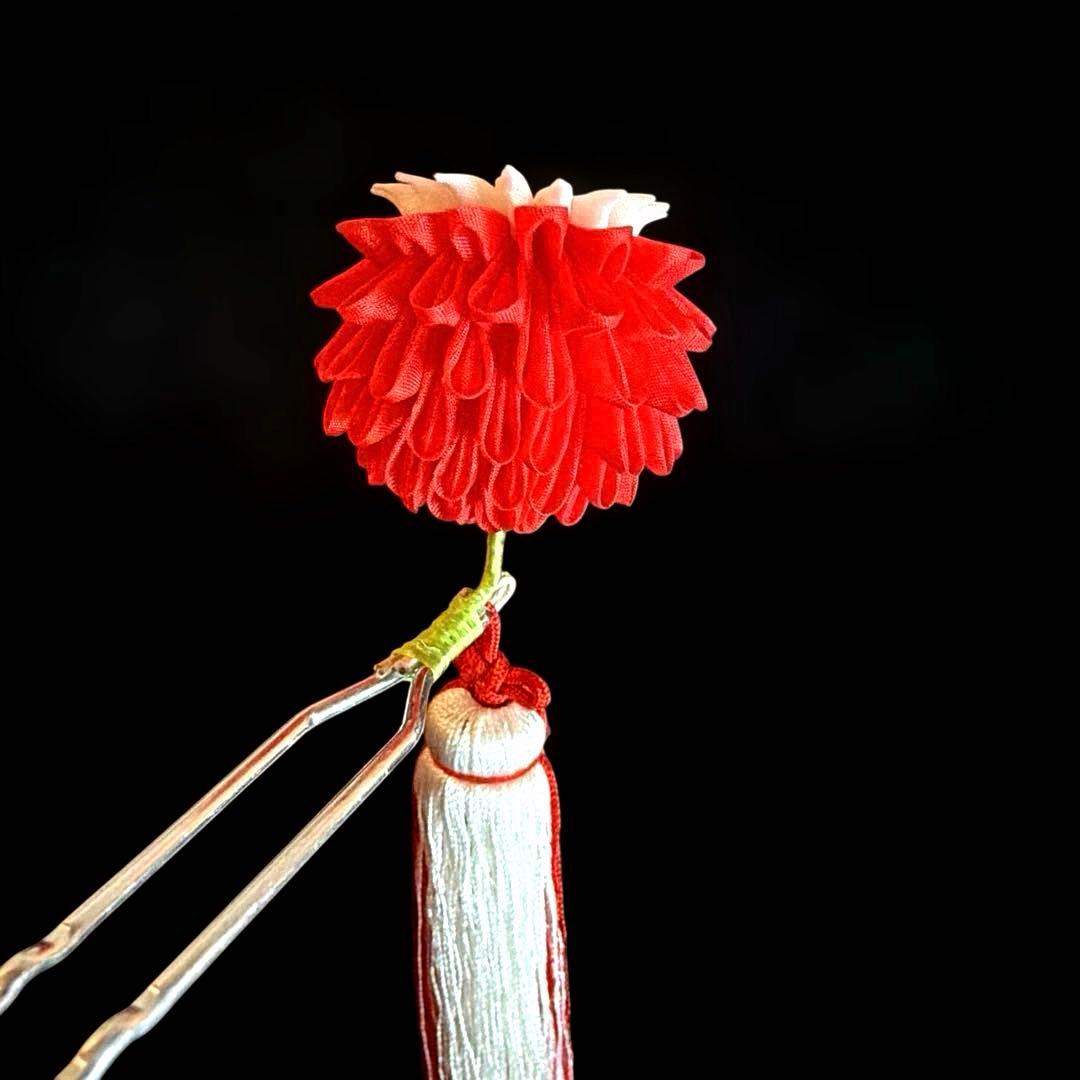 日本髪 髪飾り 七五三 (紅白) ３～５歳