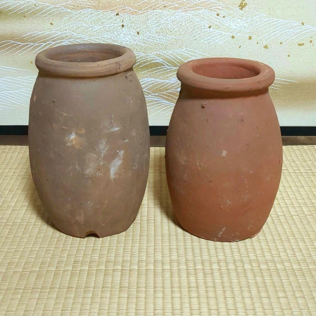 蛸壺 2個 たこ壷 タコ壺 骨董 アンティーク 底に穴あり - メルカリ