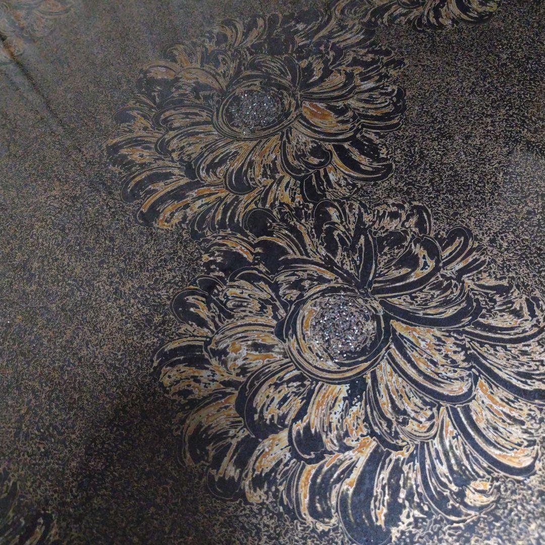 昭和レトロ花模様の黒い座卓 150cm x 90cm