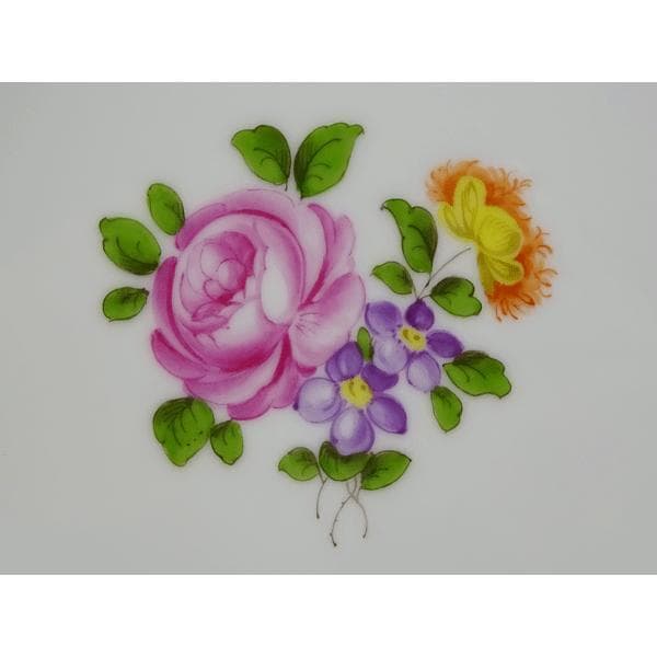 新品アウガルテン シンプルブーケ プレート19cmローズ