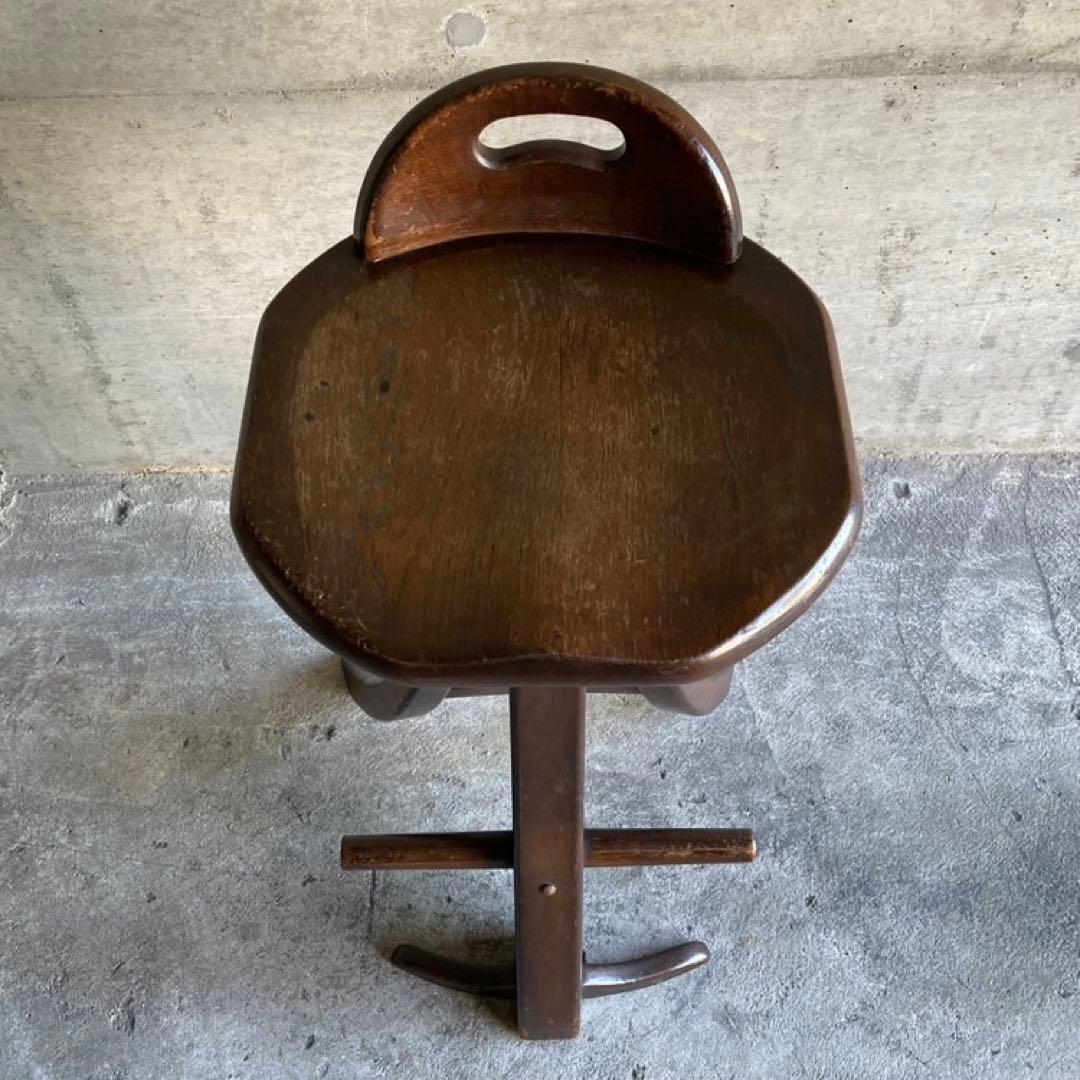 オランダ製 木製 スツール チェア 椅子 無垢材 レトロ ビンテージ
