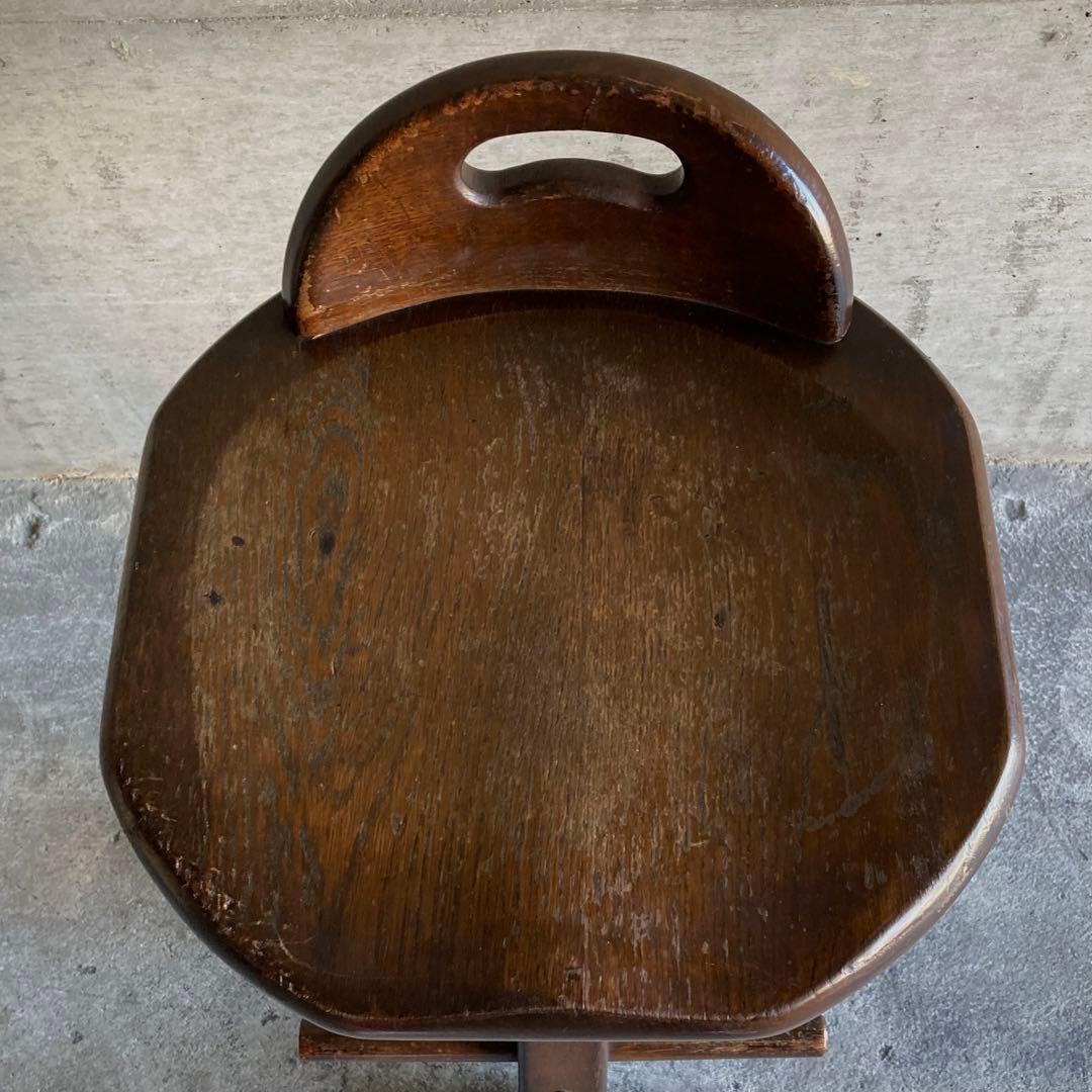 オランダ製 木製 スツール チェア 椅子 無垢材 レトロ ビンテージ