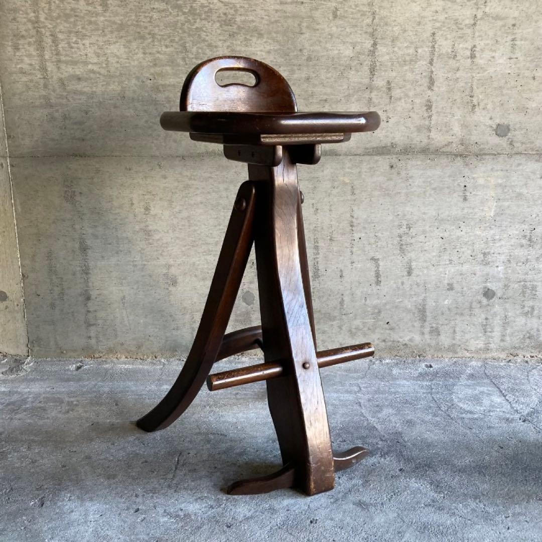 オランダ製 木製 スツール チェア 椅子 無垢材 レトロ ビンテージ