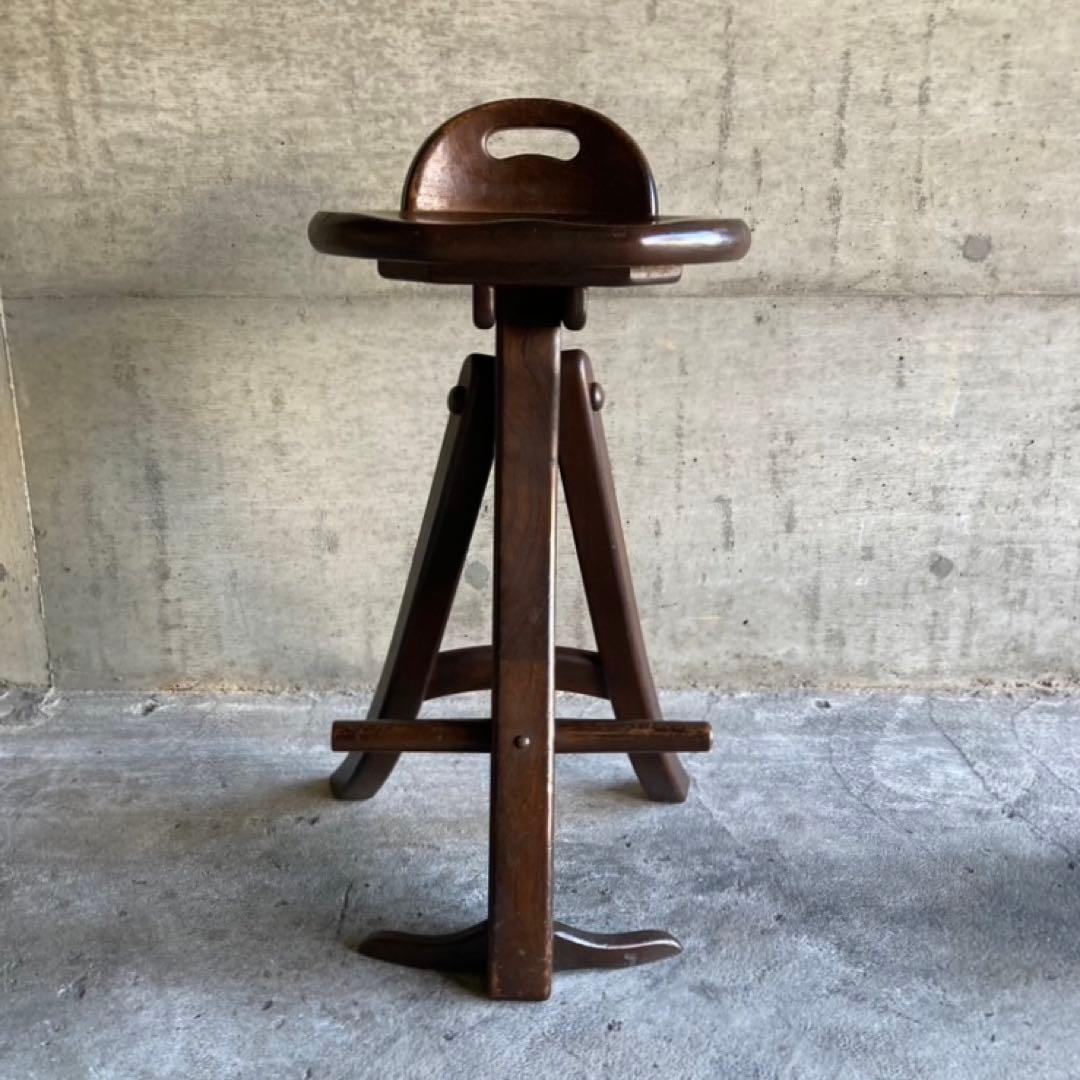 オランダ製 木製 スツール チェア 椅子 無垢材 レトロ ビンテージ