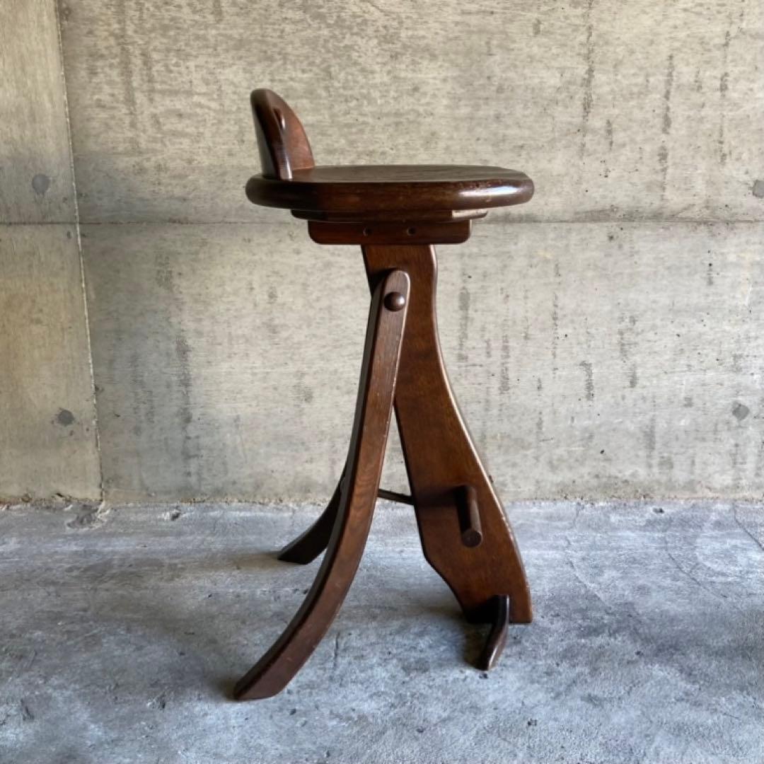 オランダ製 木製 スツール チェア 椅子 無垢材 レトロ ビンテージ