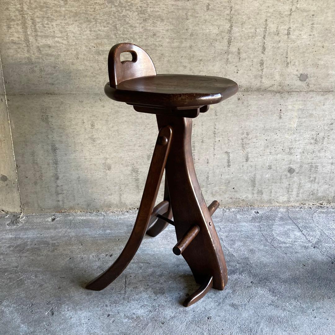 オランダ製 木製 スツール チェア 椅子 無垢材 レトロ ビンテージ