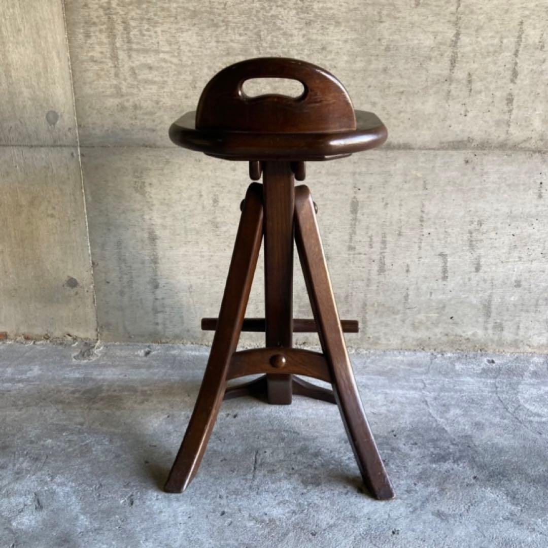オランダ製 木製 スツール チェア 椅子 無垢材 レトロ ビンテージ