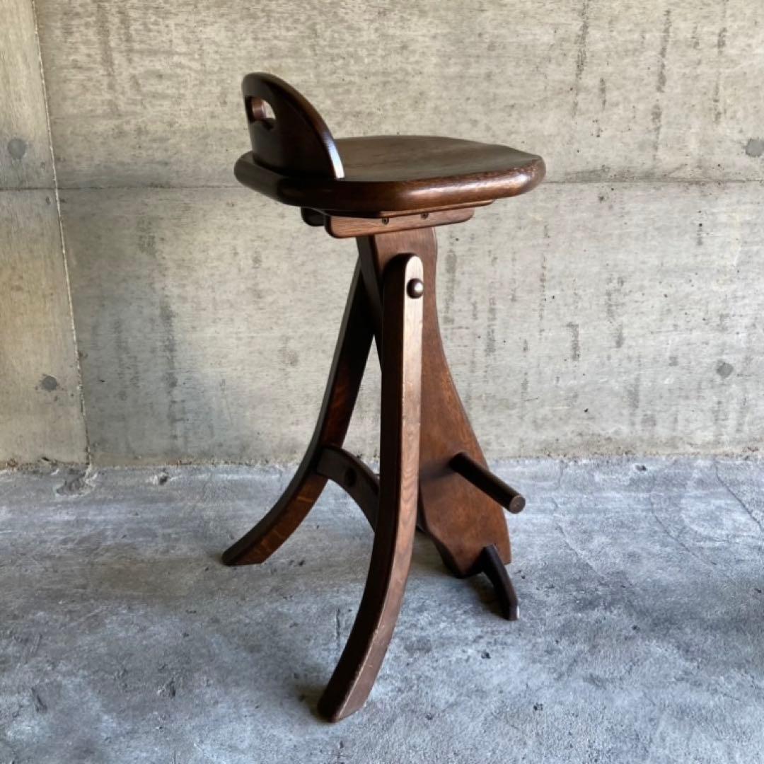 オランダ製 木製 スツール チェア 椅子 無垢材 レトロ ビンテージ