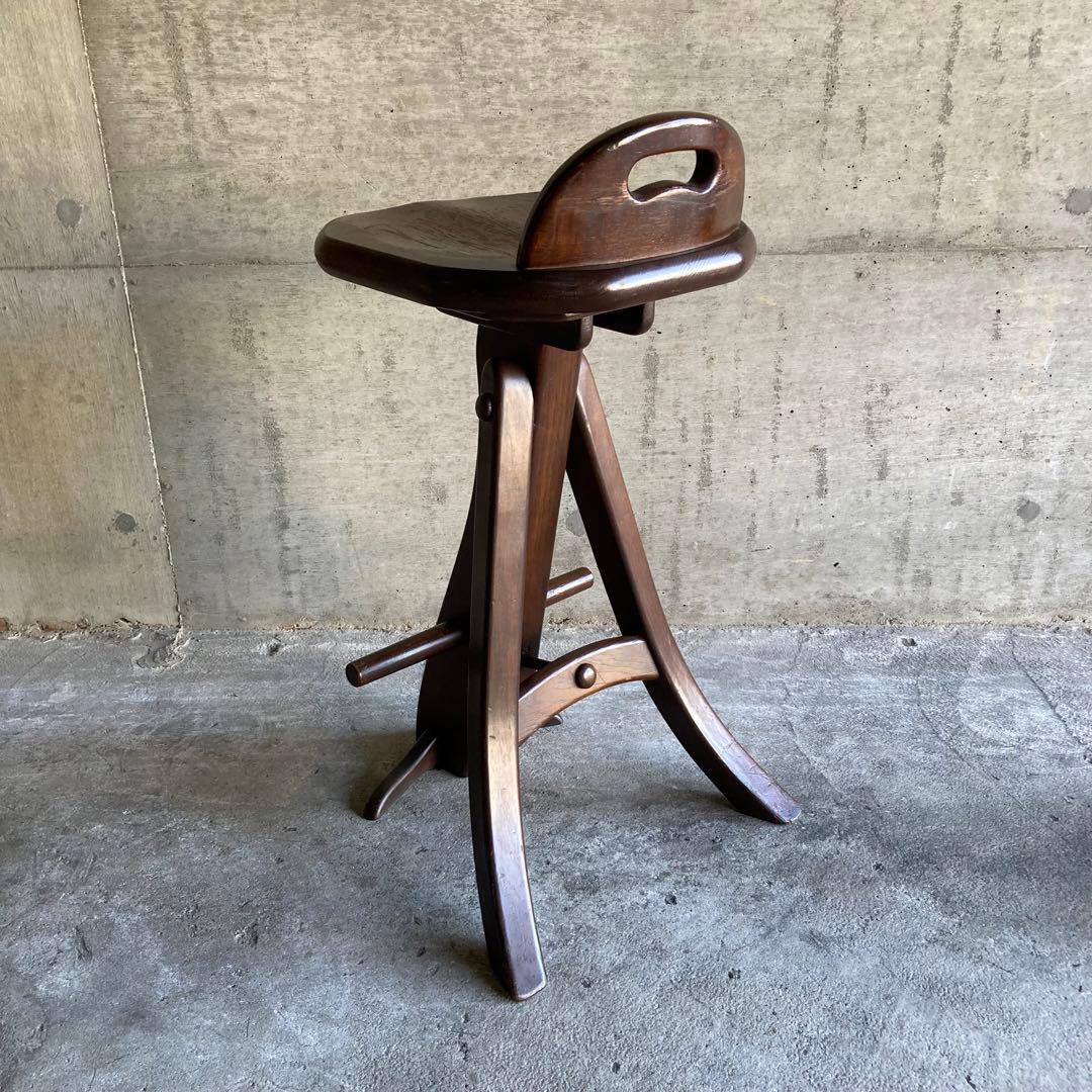 オランダ製 木製 スツール チェア 椅子 無垢材 レトロ ビンテージ