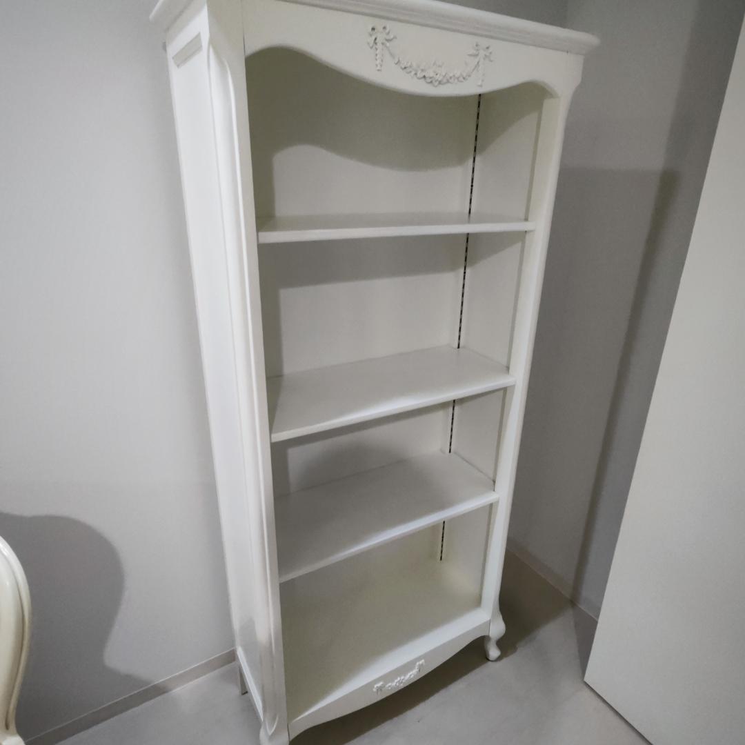 大阪市内配送無料 アンティーク調 白色 飾り棚 本棚 収納棚 状態良好