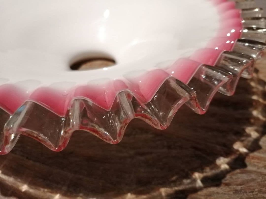 【最終価格】大正ロマン　乳白・ピンク・透明三色電笠