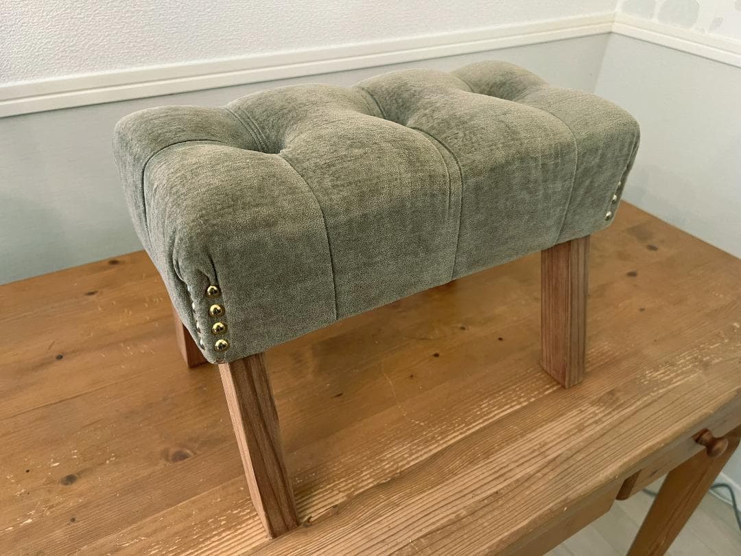 【美品】アンティーク 和紙ベルベット スツール 作家ハンドメイド