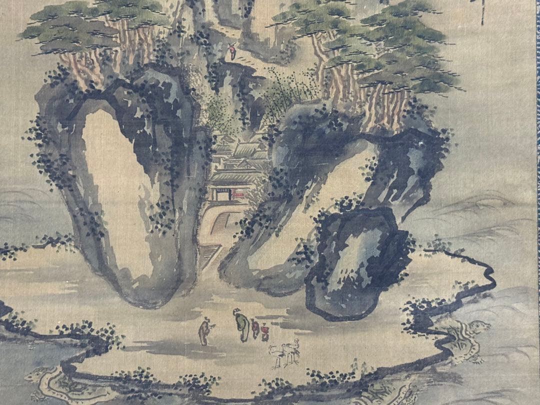 絹本肉筆 蓬莱山水 絹本肉筆 法眼筆 掛軸 送料込み260118 - メルカリ