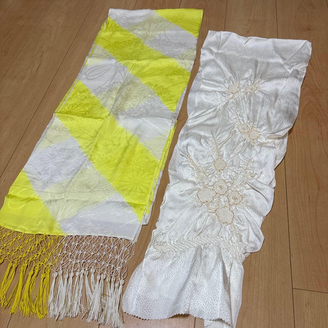 161 正絹　真紅×絞り　疋田　7歳 七五三着物フルセット　和装小物　袋帯