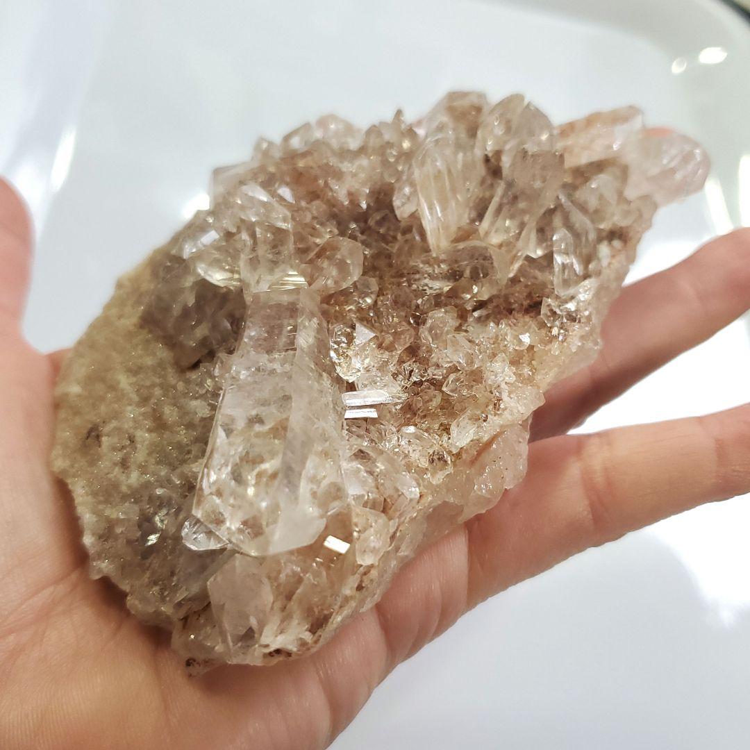 希少色！ピンクマニカラン水晶　クラスター　キラキラ