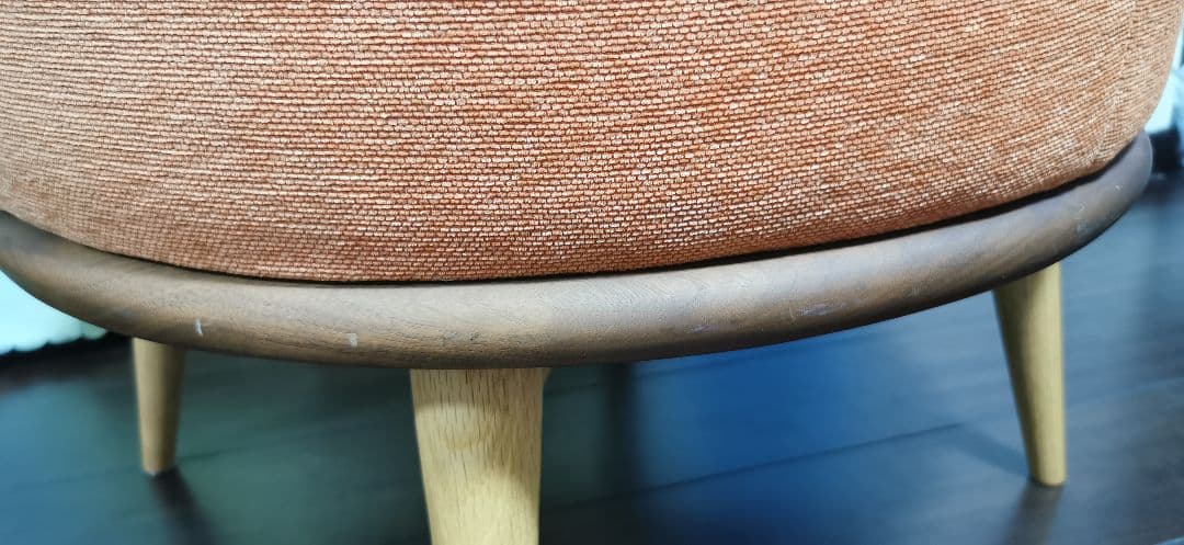 柏木工　KASHIWA　シビル　ラウンド　オットマン オレンジ色　CLS64K