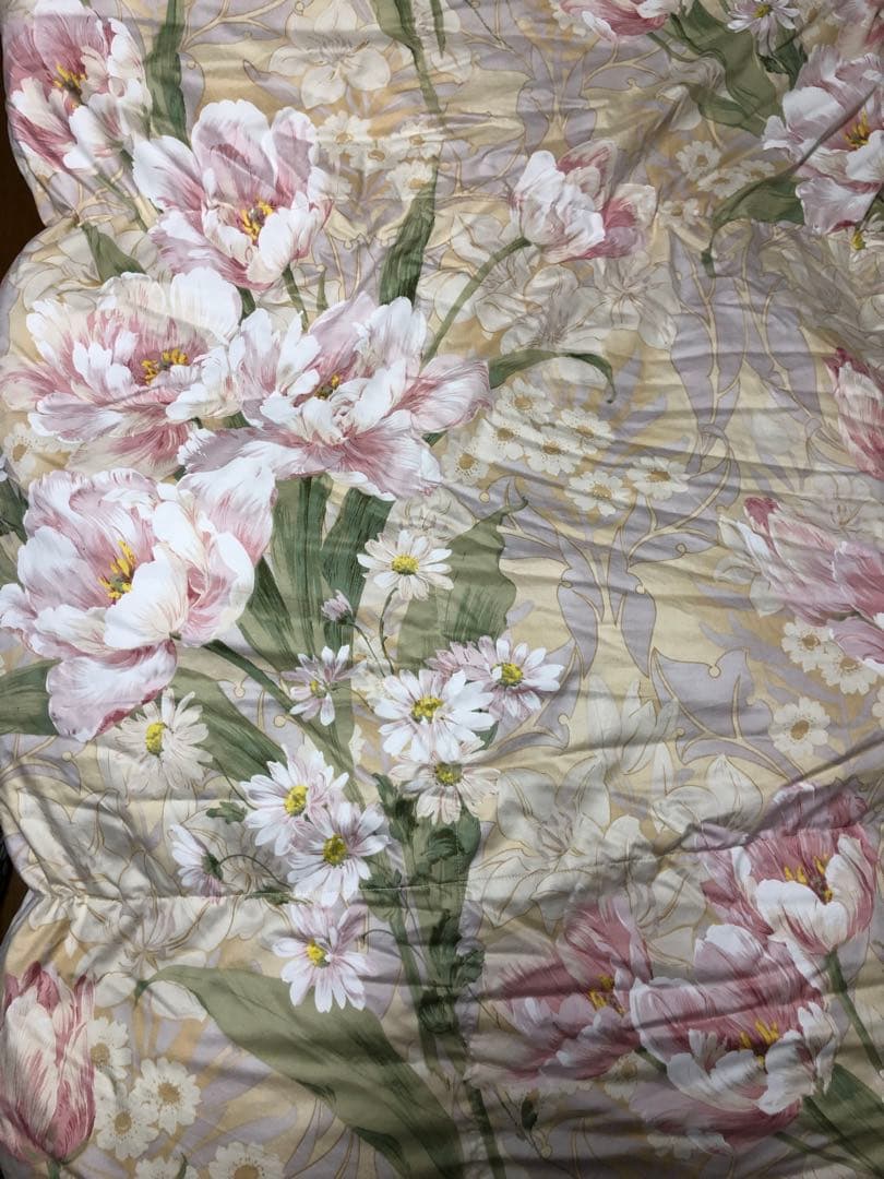 羽毛布団　ダウン93% 1.8kg ハンガリー産ホワイトグース　花柄　ダブル