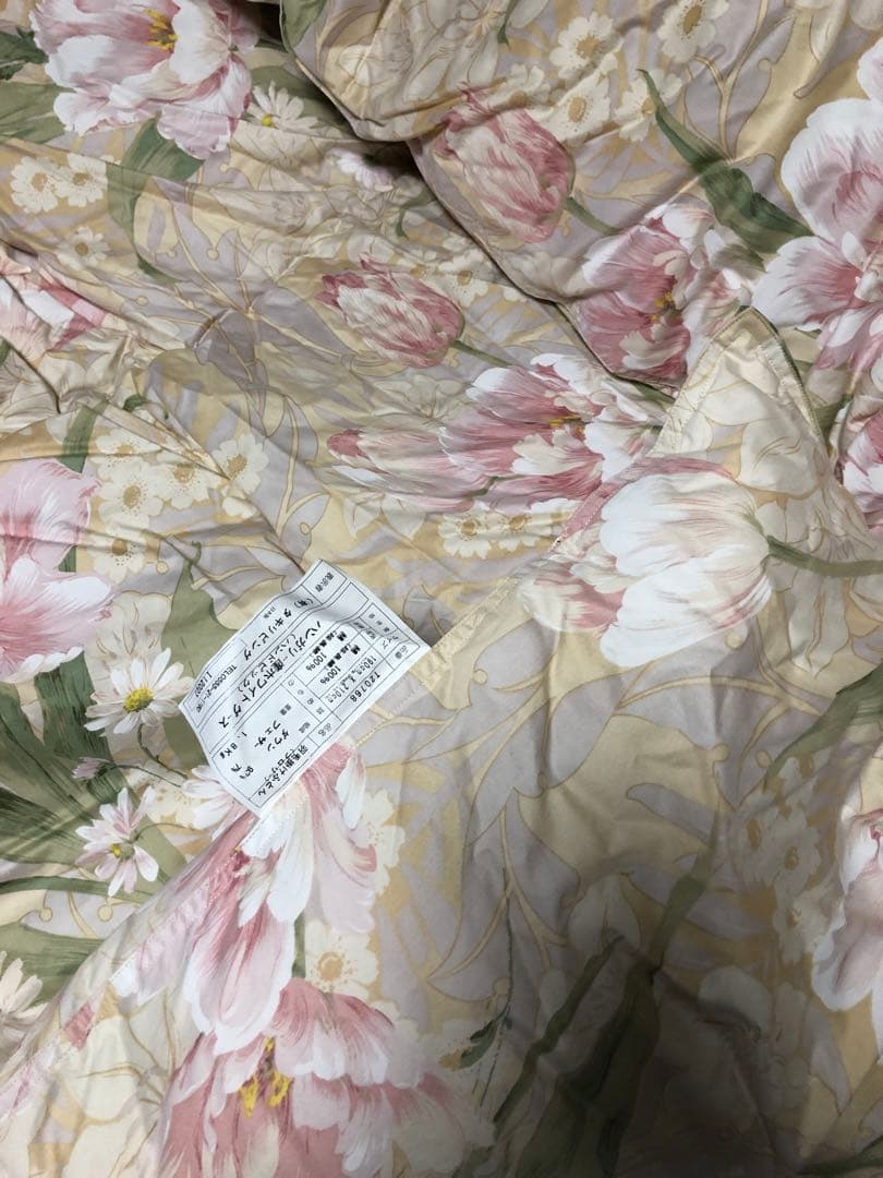 羽毛布団　ダウン93% 1.8kg ハンガリー産ホワイトグース　花柄　ダブル