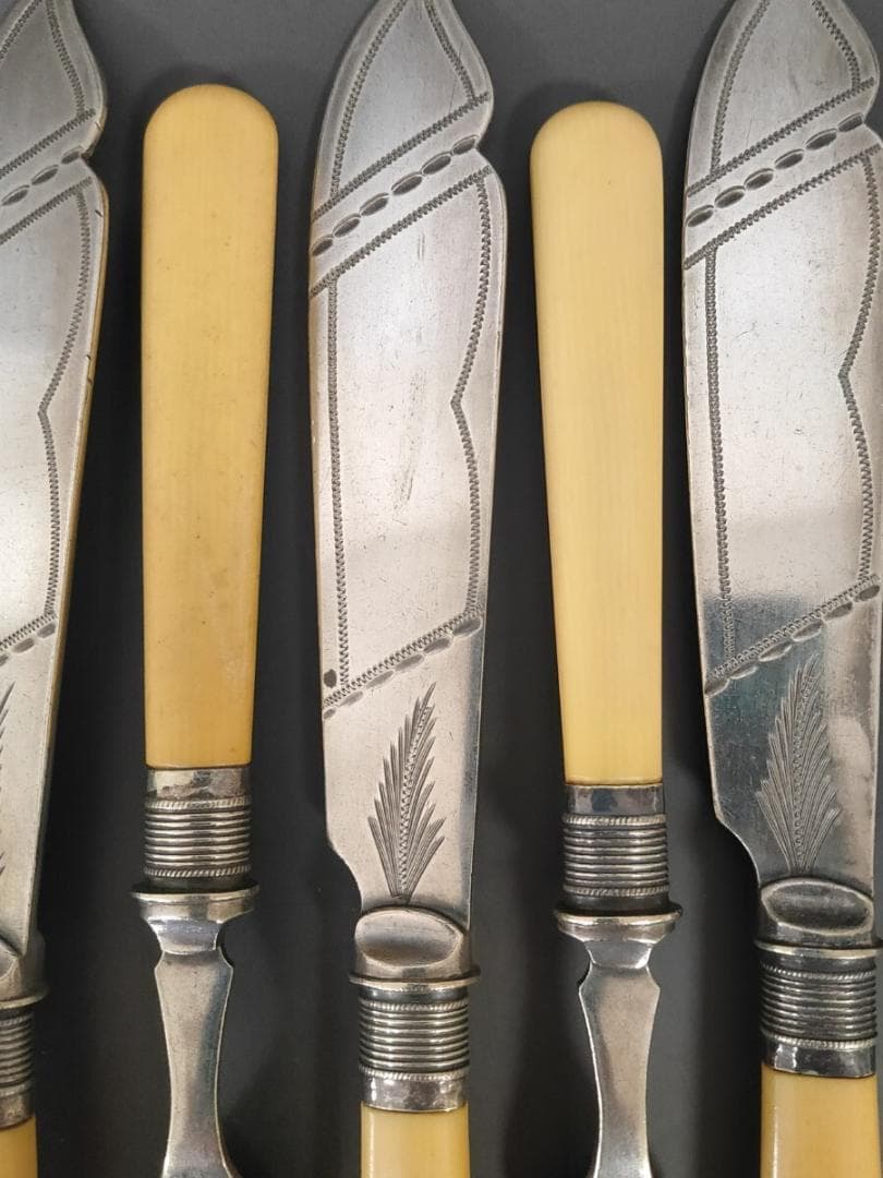 英国ヴィンテージ 純銀P ナイフ フォーク 12本set (L10)