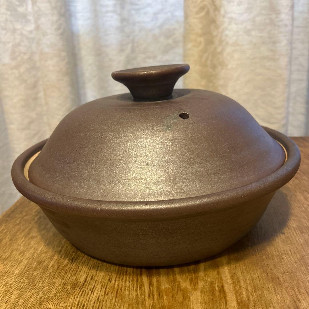 土鍋　大型（直径約31cm ）　石見焼　茶褐色