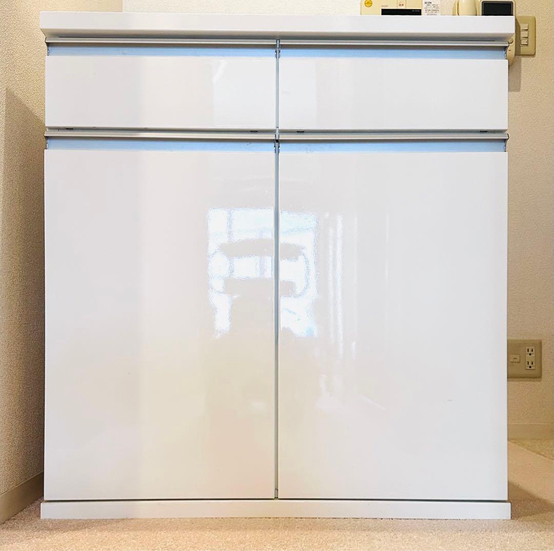 ニトリ　バーカウンター(マルチ2)80 BC WH 収納付き