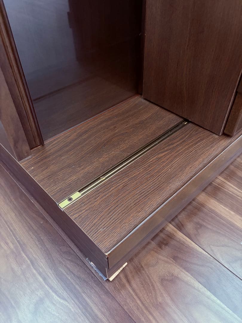 美品　木製ブラウン　スライド本棚 ガラス扉付き　日本製