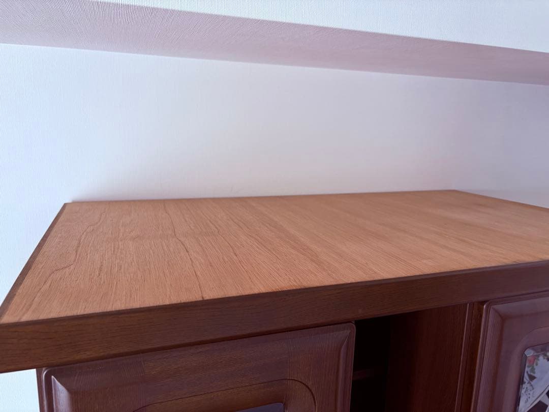 美品　木製ブラウン　スライド本棚 ガラス扉付き　日本製