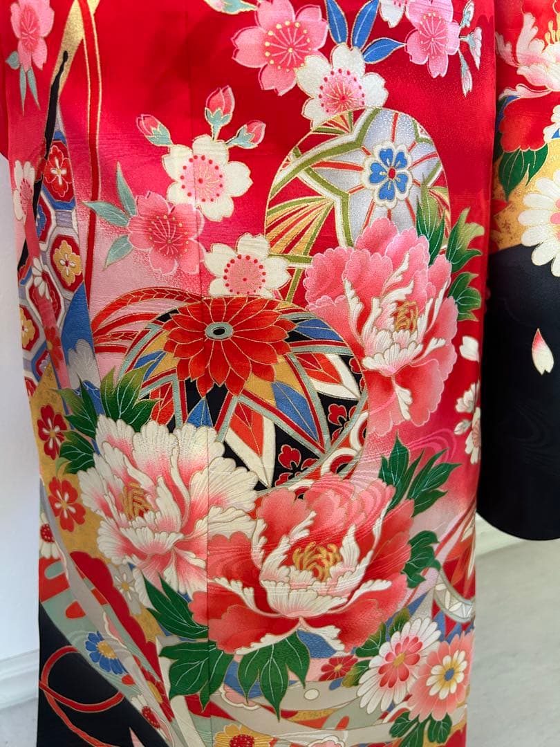 7歳　七五三　古典柄　正絹着物　帯、帯揚げ、帯締め　しごき　セット