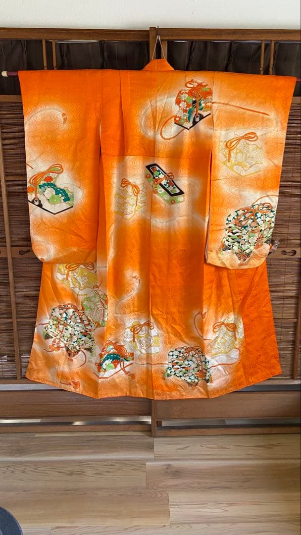 7歳祝い着 七五三用オレンジ着物K102