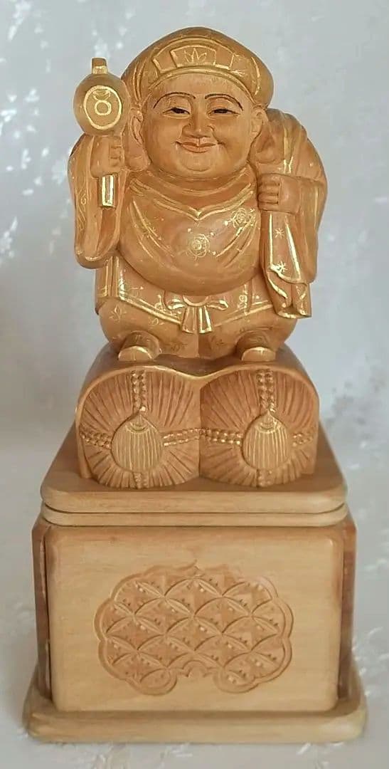 大黒天像【金彩有り】 大自在天 だいこくさま ◆白檀 木彫 仏像