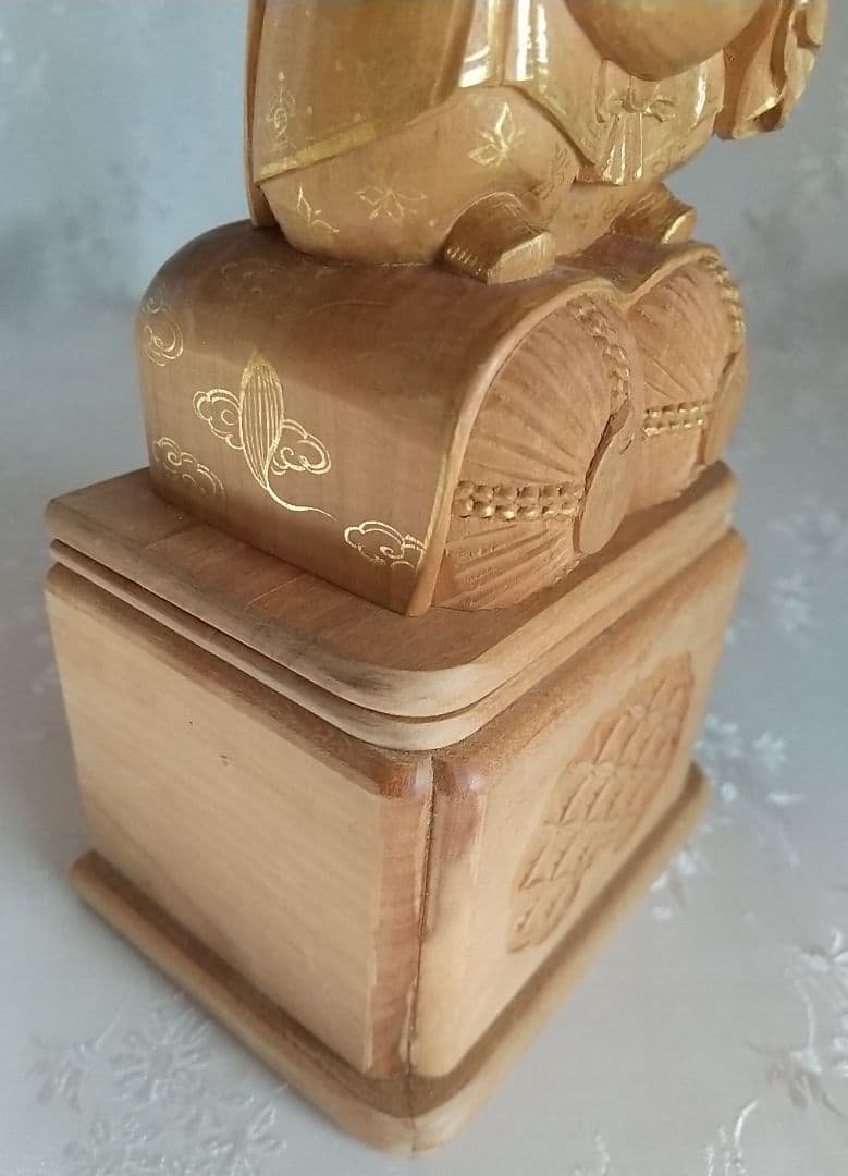 大黒天像【金彩有り】 大自在天 だいこくさま ◆白檀 木彫 仏像