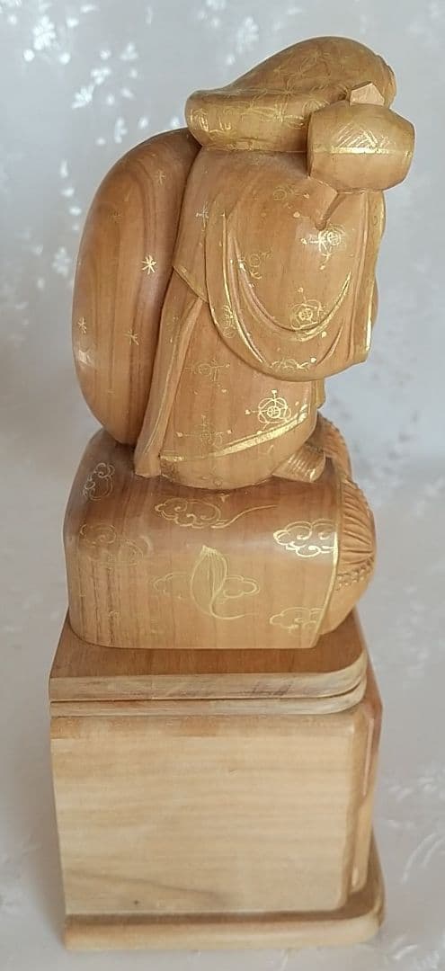 大黒天像【金彩有り】 大自在天 だいこくさま ◆白檀 木彫 仏像